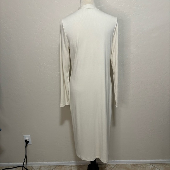 Banana Republic Cream Ribbed Button Down Cardigan Long Sleeve Dress Size L - Picture 4 of 11